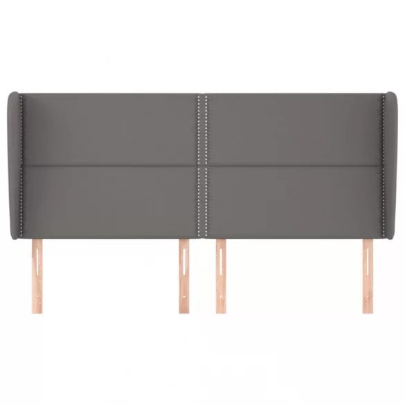 szürke műbőr fejtámla szárnyakkal 203x23x118/128 cm