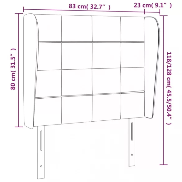sötétszürke szövet fejtámla szárnyakkal 83 x 23 x 118/128 cm
