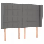 sötétszürke szövet fejtámla szárnyakkal 147 x 23 x 118/128 cm