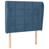 sötétkék bársony fejtámla szárnyakkal 83 x 23 x 118/128 cm