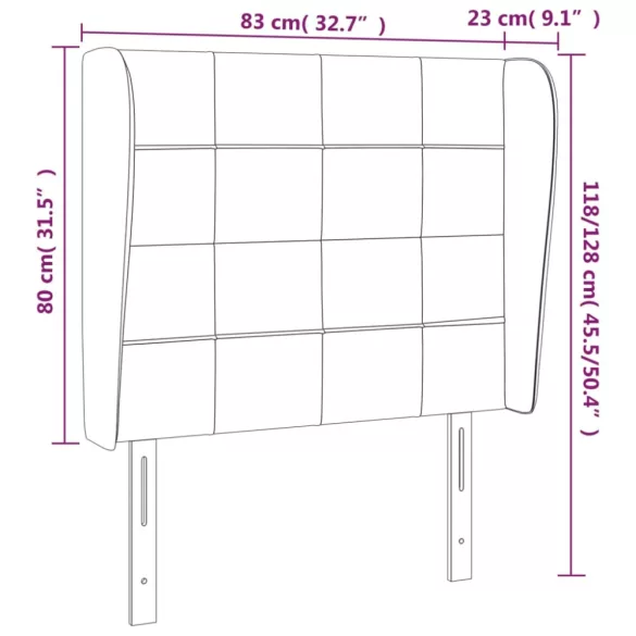 sötétkék bársony fejtámla szárnyakkal 83 x 23 x 118/128 cm