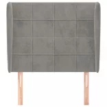 világosszürke bársony fejtámla szárnyakkal 93 x 23 x 118/128 cm