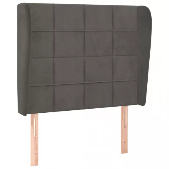 sötétszürke bársony fejtámla szárnyakkal 93 x 23 x 118/128 cm