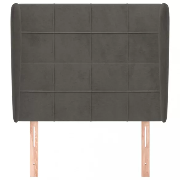 sötétszürke bársony fejtámla szárnyakkal 93 x 23 x 118/128 cm