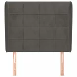 sötétszürke bársony fejtámla szárnyakkal 103 x 23 x 118/128 cm