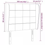 sötétszürke bársony fejtámla szárnyakkal 103 x 23 x 118/128 cm