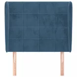 sötétkék bársony fejtámla szárnyakkal 103 x 23 x 118/128 cm
