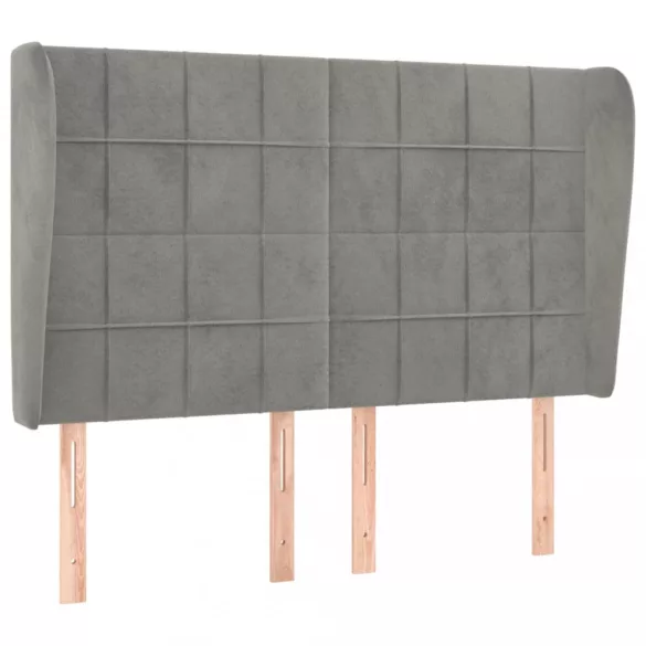 világosszürke bársony fejtámla szárnyakkal147 x 23 x 118/128 cm