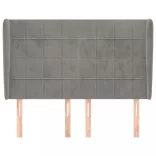 világosszürke bársony fejtámla szárnyakkal147 x 23 x 118/128 cm