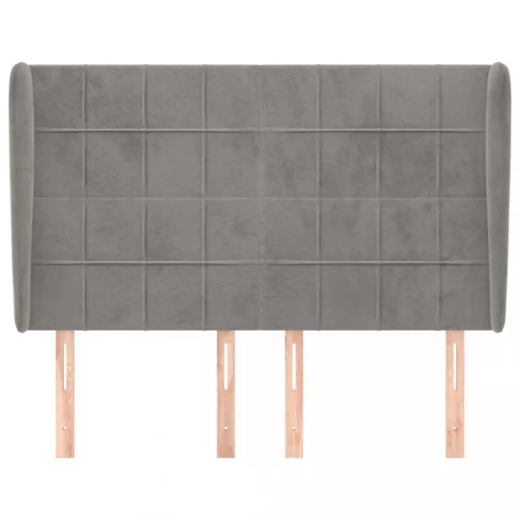 világosszürke bársony fejtámla szárnyakkal147 x 23 x 118/128 cm