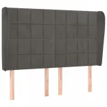 sötétszürke bársony fejtámla szárnyakkal 147 x 23 x 118/128 cm