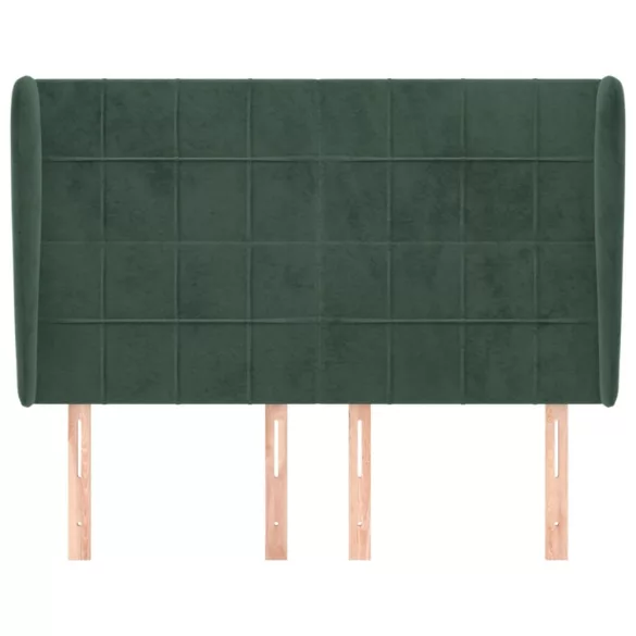 sötétzöld bársony fejtámla szárnyakkal 147 x 23 x 118/128 cm