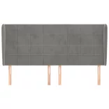 világosszürke bársony fejtámla szárnyakkal 163x23x118/128 cm