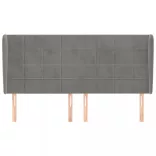 világosszürke bársony fejtámla szárnyakkal 183x23x118/128 cm