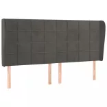 sötétszürke bársony fejtámla szárnyakkal 203x23x118/128 cm