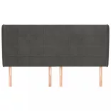 sötétszürke bársony fejtámla szárnyakkal 203x23x118/128 cm