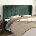 sötétzöld bársony fejtámla szárnyakkal203x23x118/128 cm