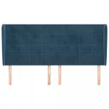 sötétkék bársony fejtámla szárnyakkal 203x23x118/128 cm