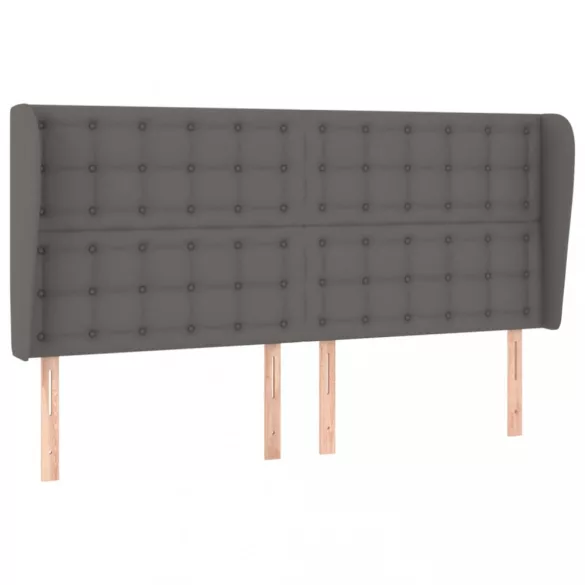 szürke műbőr fejtámla szárnyakkal 183x23x118/128 cm