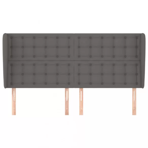 szürke műbőr fejtámla szárnyakkal 183x23x118/128 cm