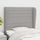 világosszürke szövet fejtámla szárnyakkal 93 x 23 x 118/128 cm