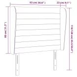 sötétbarna szövet fejtámla szárnyakkal 93 x 23 x 118/128 cm