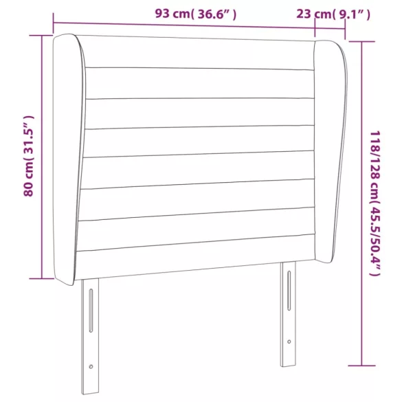 sötétbarna szövet fejtámla szárnyakkal 93 x 23 x 118/128 cm