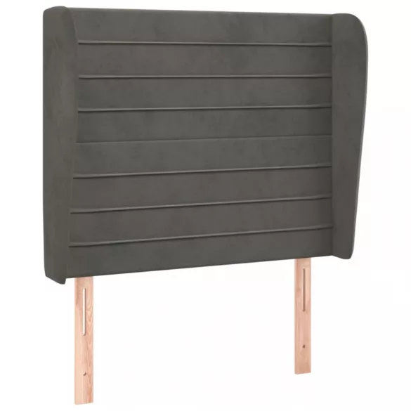sötétszürke bársony fejtámla szárnyakkal 83 x 23 x 118/128 cm