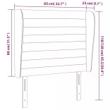 sötétszürke bársony fejtámla szárnyakkal 83 x 23 x 118/128 cm