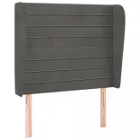 sötétszürke bársony fejtámla szárnyakkal 93 x 23 x 118/128 cm