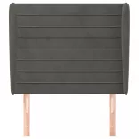 sötétszürke bársony fejtámla szárnyakkal 93 x 23 x 118/128 cm