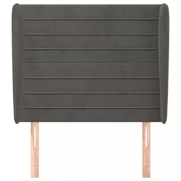 sötétszürke bársony fejtámla szárnyakkal 93 x 23 x 118/128 cm
