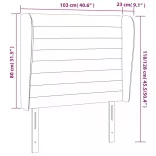 sötétszürke bársony fejtámla szárnyakkal 103 x 23 x 118/128 cm