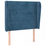 sötétkék bársony fejtámla szárnyakkal 103 x 23 x 118/128 cm