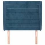 sötétkék bársony fejtámla szárnyakkal 103 x 23 x 118/128 cm