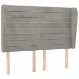 világosszürke bársony fejtámla szárnyakkal147 x 23 x 118/128 cm