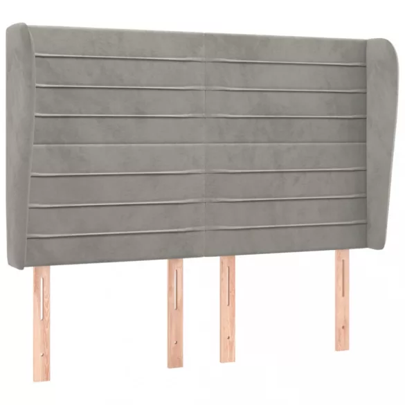 világosszürke bársony fejtámla szárnyakkal147 x 23 x 118/128 cm