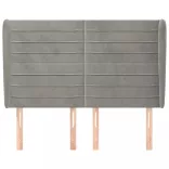 világosszürke bársony fejtámla szárnyakkal147 x 23 x 118/128 cm