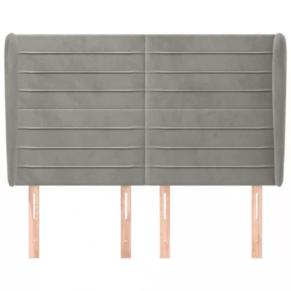 világosszürke bársony fejtámla szárnyakkal147 x 23 x 118/128 cm