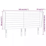világosszürke bársony fejtámla szárnyakkal 163x23x118/128 cm