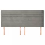 világosszürke bársony fejtámla szárnyakkal 183x23x118/128 cm