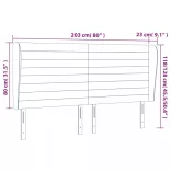 világosszürke bársony fejtámla szárnyakkal 203x23x118/128 cm