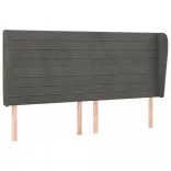 sötétszürke bársony fejtámla szárnyakkal 203x23x118/128 cm