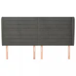 sötétszürke bársony fejtámla szárnyakkal 203x23x118/128 cm