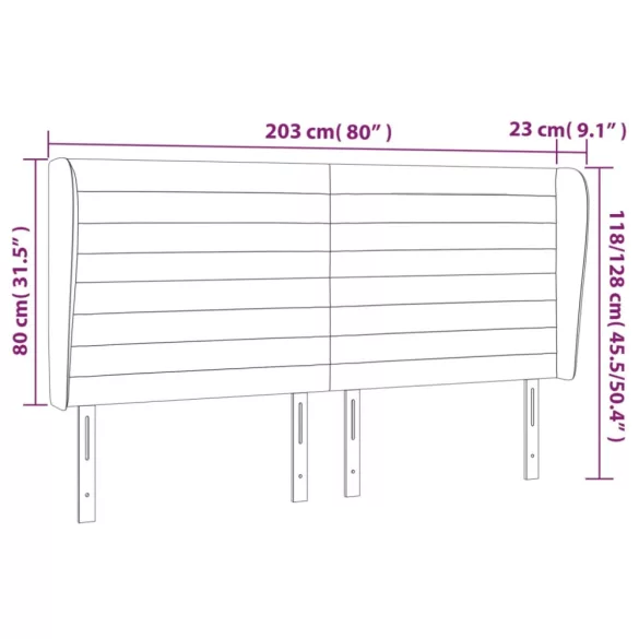 sötétzöld bársony fejtámla szárnyakkal203x23x118/128 cm
