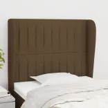 sötétbarna szövet fejtámla szárnyakkal 83 x 23 x 118/128 cm