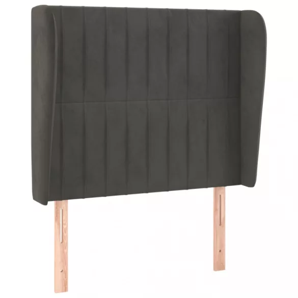 sötétszürke bársony fejtámla szárnyakkal 83 x 23 x 118/128 cm