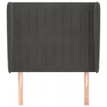 sötétszürke bársony fejtámla szárnyakkal 83 x 23 x 118/128 cm