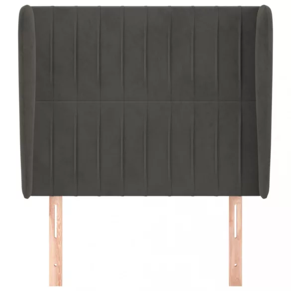 sötétszürke bársony fejtámla szárnyakkal 83 x 23 x 118/128 cm