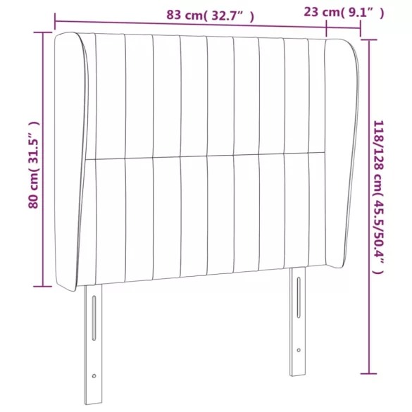 sötétzöld bársony fejtámla szárnyakkal 83 x 23 x 118/128 cm